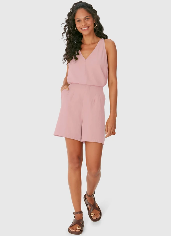Malwee - Shorts Alfaiataria com Pregas Rosa Pálido 3