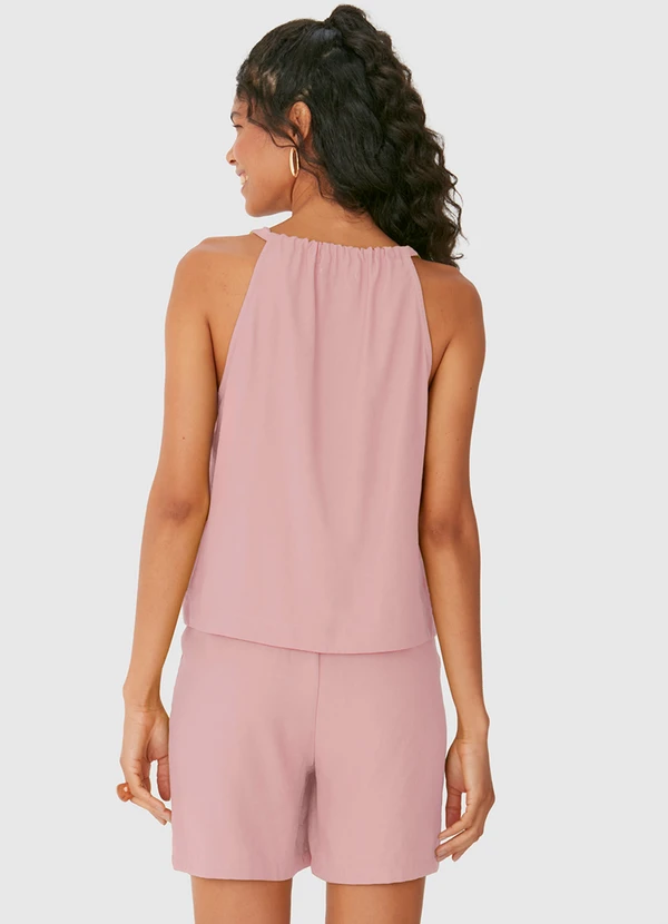 Malwee - Shorts Alfaiataria com Pregas Rosa Pálido 4