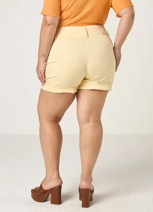 Elegance - Shorts Alfaiataria Detalhe Cos Largo Bege Concha - ELEGANCE