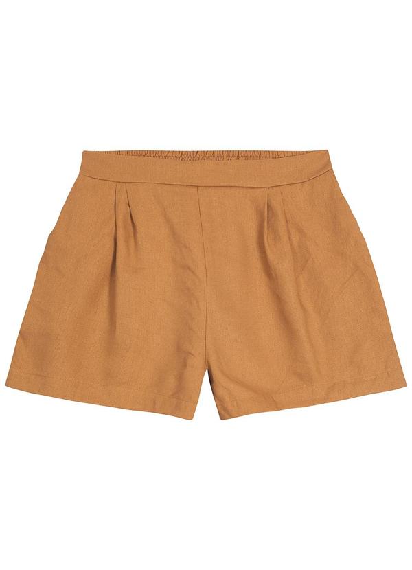 Malwee - Shorts Alfaiataria em Viscolinho Marrom