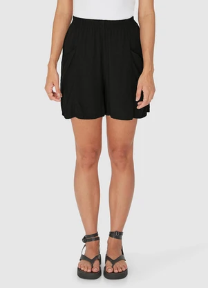 Malwee - Shorts Alfaiataria em Viscose Preto - MALWEE