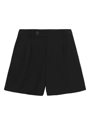Malwee - Shorts Alfaiataria Pregas em Viscose Preto - MALWEE