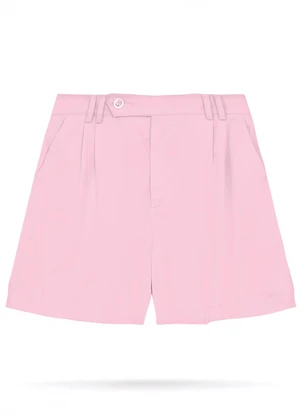 Malwee - Shorts Alfaiataria Pregas em Viscose Rosa Claro - MALWEE