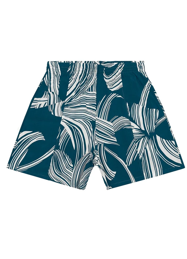 Malwee - Shorts Alfaiataria Tropical em Viscose Azul Petró