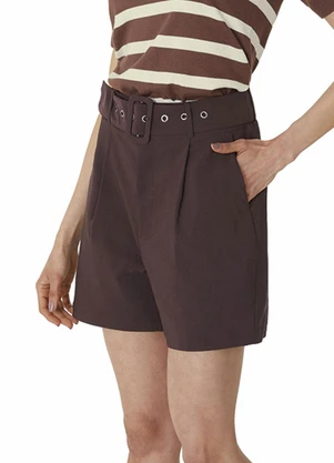 Malwee - Shorts Alfataria com Bolso Marrom - MALWEE