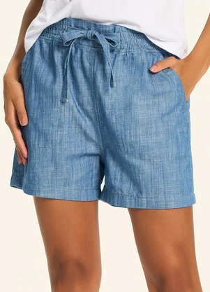 Doce Trama - Shorts com Amarração na Cintura Azul - DOCE TRAMA
