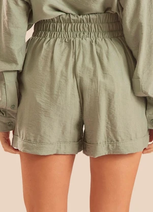 Doce Trama - Shorts Creponado com Amarração Miragem Verde - DOCE TRAMA