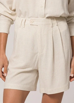 Doce Trama - Shorts de Tecido Flamê Viscolinho Branco - DOCE TRAMA