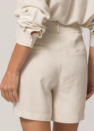 Doce Trama - Shorts de Tecido Flamê Viscolinho Branco - DOCE TRAMA