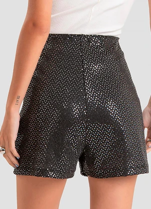 Dianna - Shorts em Malha Lantejoula Preto - DIANNA