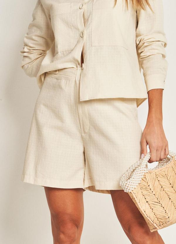 Doce Trama - Shorts em Plano New Grid Branco