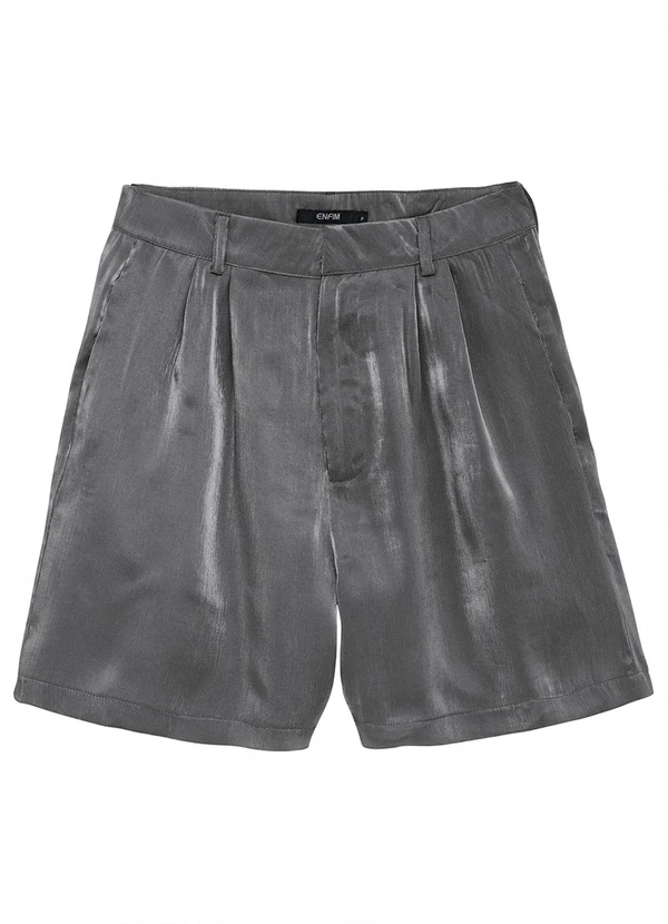 Enfim - Shorts Evasê Acetinado Cinza Grafite 3