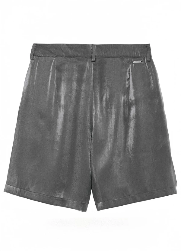 Enfim - Shorts Evasê Acetinado Cinza Grafite 4