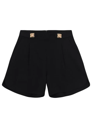 Enfim - Shorts Evasê em Begaline Preto - ENFIM