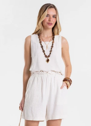 Endless - Shorts Feminino Clochard em Linho Bege - ENDLESS