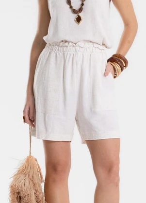 Endless - Shorts Feminino Clochard em Linho Bege - ENDLESS