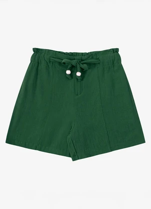 Endless - Shorts Feminino Clochard em Linho Strong Verde - ENDLESS
