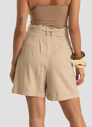 Dianna - Shorts Feminino com Cinto Viscolinho Marrom - DIANNA