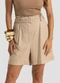 Dianna - Shorts Feminino com Cinto Viscolinho Marrom - variação: Marrom