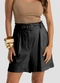 Dianna - Shorts Feminino com Cinto Viscolinho Marrom - variação: Preto