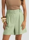 Dianna - Shorts Feminino com Cinto Viscolinho Marrom - variação: Verde