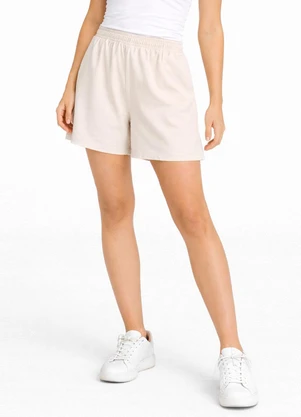 Infinita Cor - Shorts Feminino com Cós Liso Frente Bege - INFINITA COR