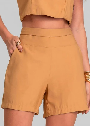 Dianna - Shorts Feminino Cós Alto em Alfaiataria Laranja - DIANNA