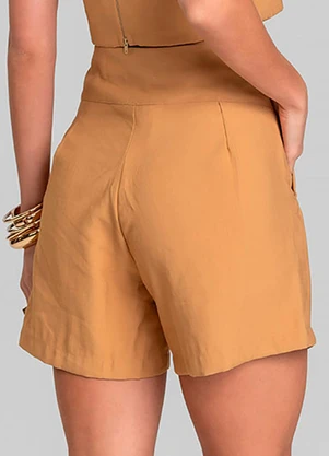 Dianna - Shorts Feminino Cós Alto em Alfaiataria Laranja - DIANNA