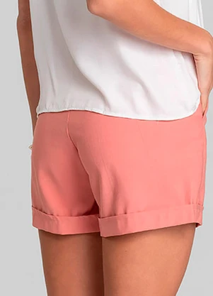 Dianna - Shorts Feminino Cós Largo em Alfaiataria Rosa - DIANNA