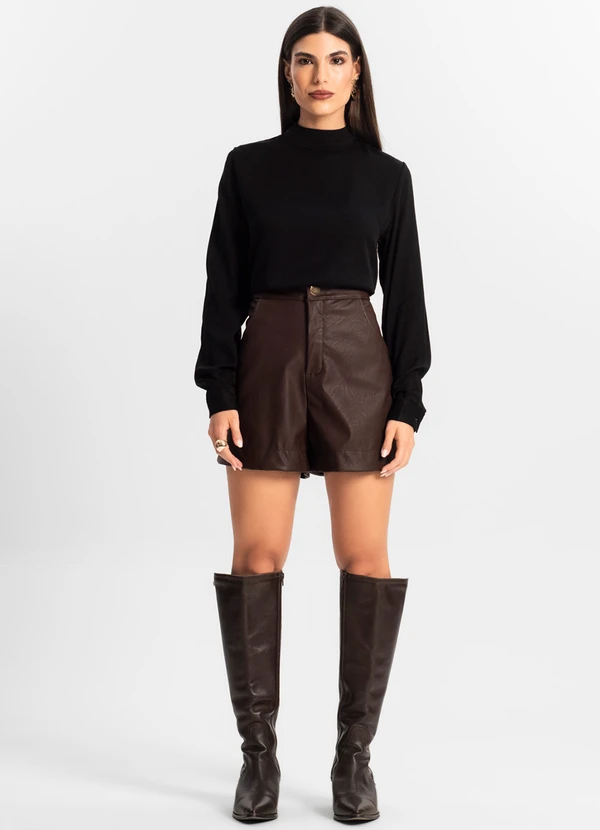 Endless - Shorts Feminino Courino Sintético Marrom 3