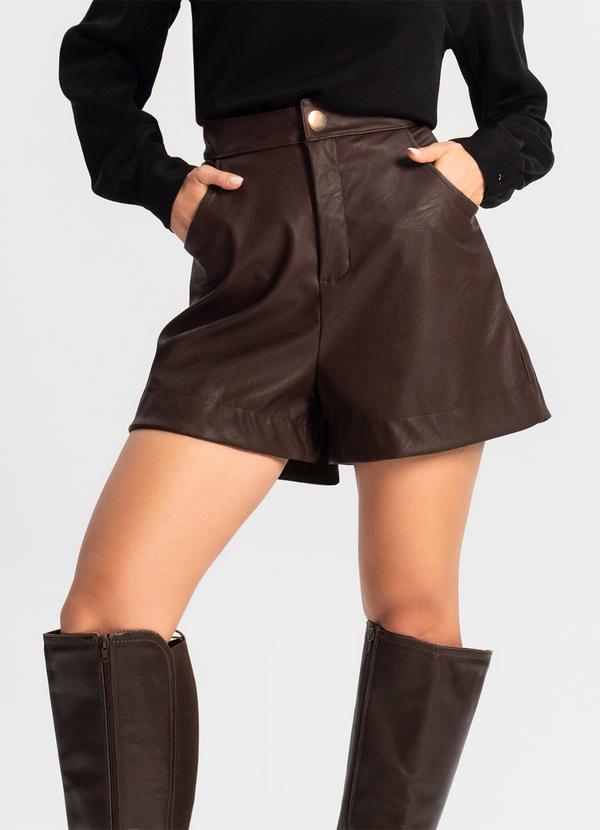 Endless - Shorts Feminino Courino Sintético Marrom 4