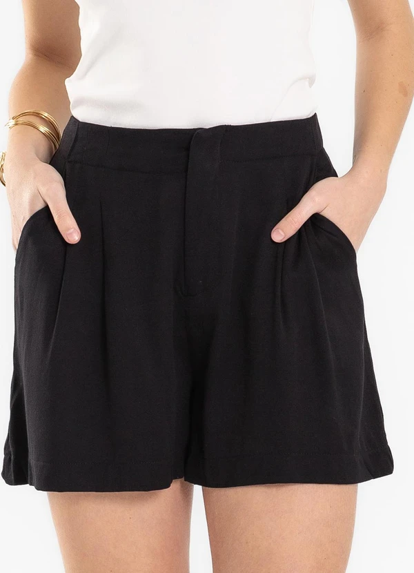 Endless - Shorts Feminino de Linho Preto