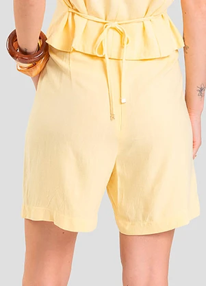 Dianna - Shorts Feminino em Linho Amarelo - DIANNA
