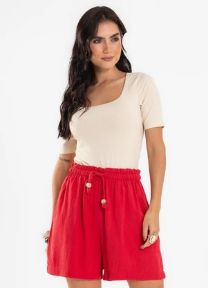 Endless - Shorts Feminino em Linho Laranja - ENDLESS