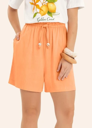 Endless - Shorts Feminino em Linho Laranja - ENDLESS