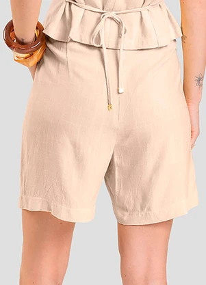 Dianna - Shorts Feminino em Linho Rosa - DIANNA