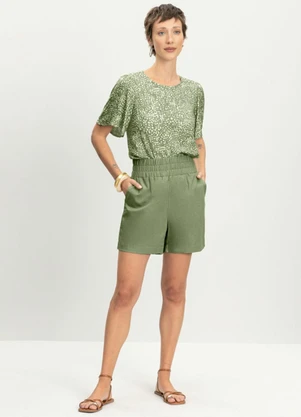 Essendi - Shorts Feminino em Linho Verde - ESSENDI
