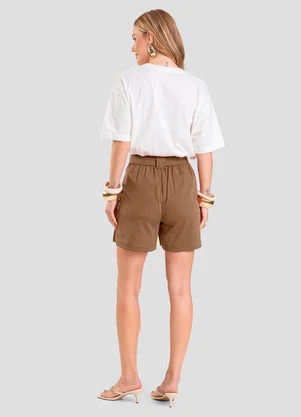 Dianna - Shorts Feminino em Tecido Acetinado Marrom - DIANNA