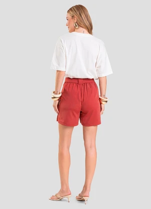 Dianna - Shorts Feminino em Tecido Acetinado Vermelho - DIANNA