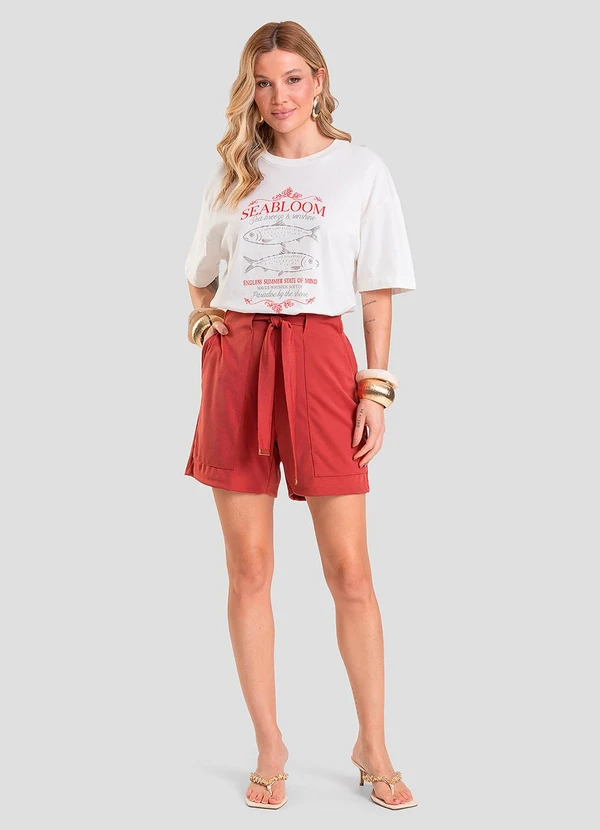 Dianna - Shorts Feminino em Tecido Acetinado Vermelho 3