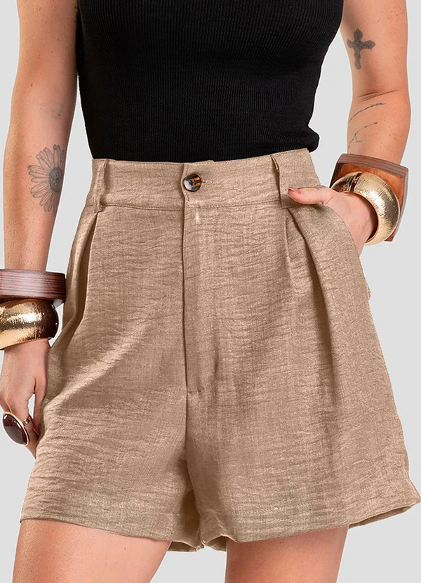Dianna - Shorts Feminino em Tecido Marrom