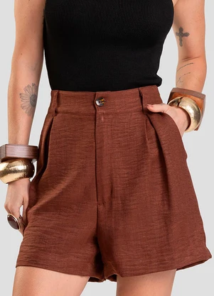 Dianna - Shorts Feminino em Tecido Marrom - DIANNA