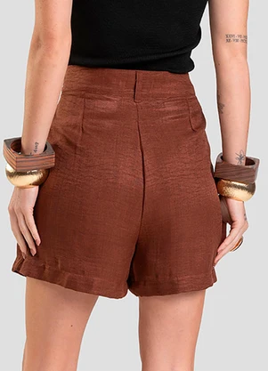 Dianna - Shorts Feminino em Tecido Marrom - DIANNA