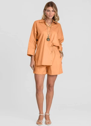 Dianna - Shorts Feminino em Tecido Tricoline Laranja - DIANNA