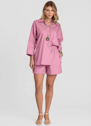 Dianna - Shorts Feminino em Tecido Tricoline Rosa - DIANNA