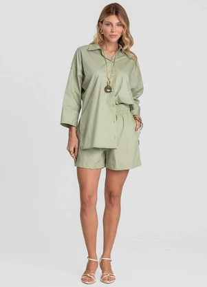 Dianna - Shorts Feminino em Tecido Tricoline Verde - DIANNA