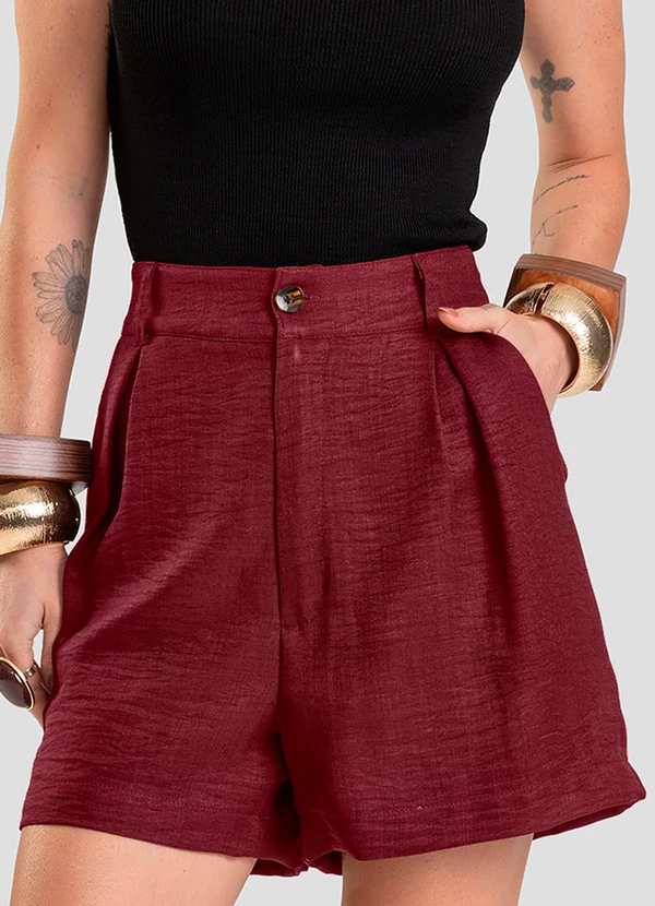 Dianna - Shorts Feminino em Tecido Vermelho