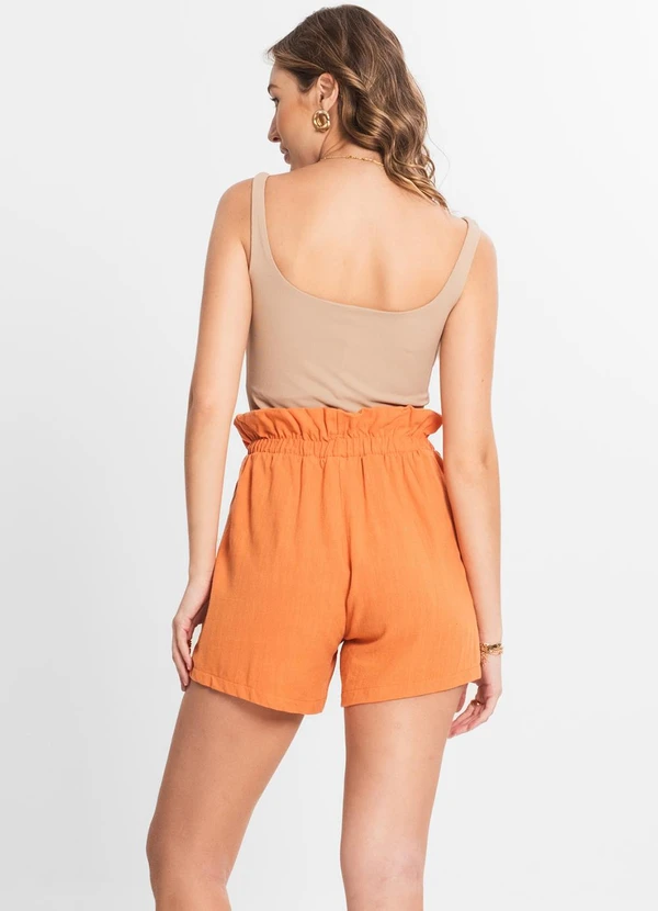 Select - Shorts Feminino Linho Laranja 4