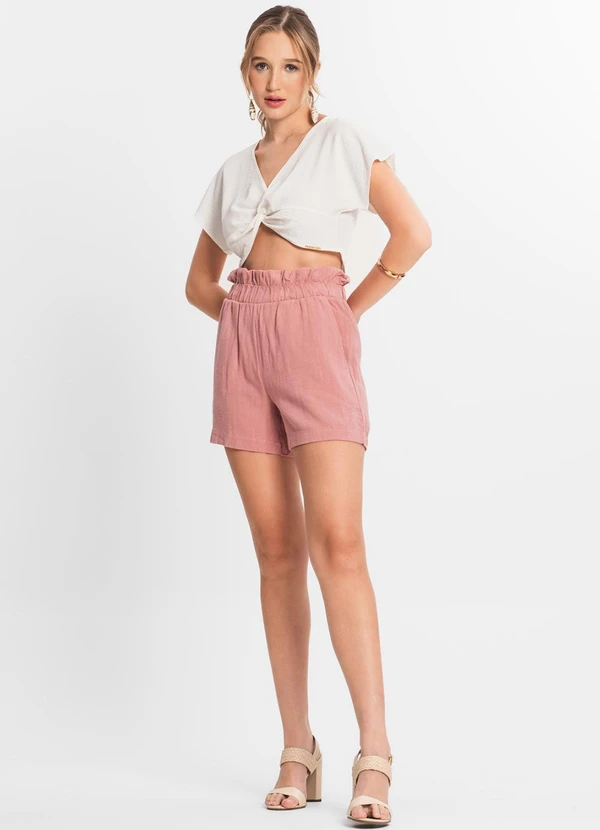 Select - Shorts Feminino Linho Rosa 3