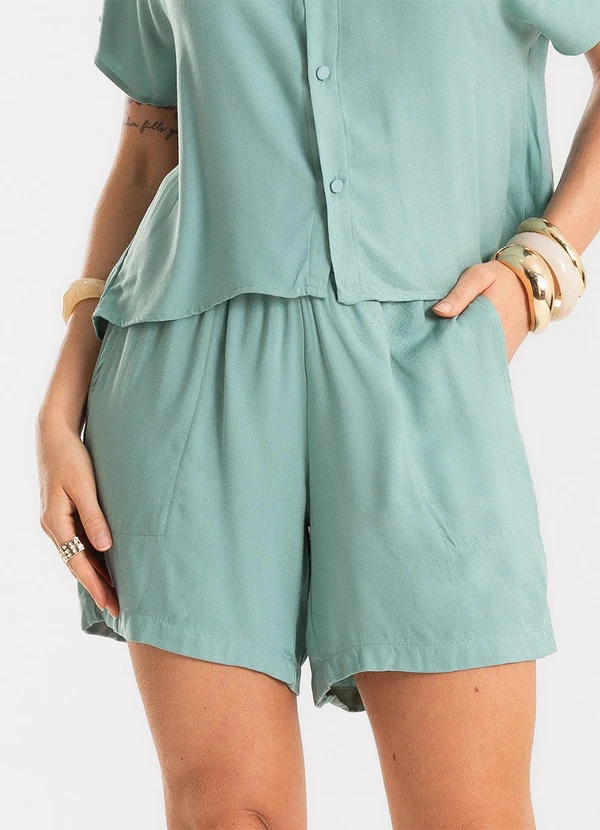 Rovitex - Shorts Feminino Malha Viscose Verde